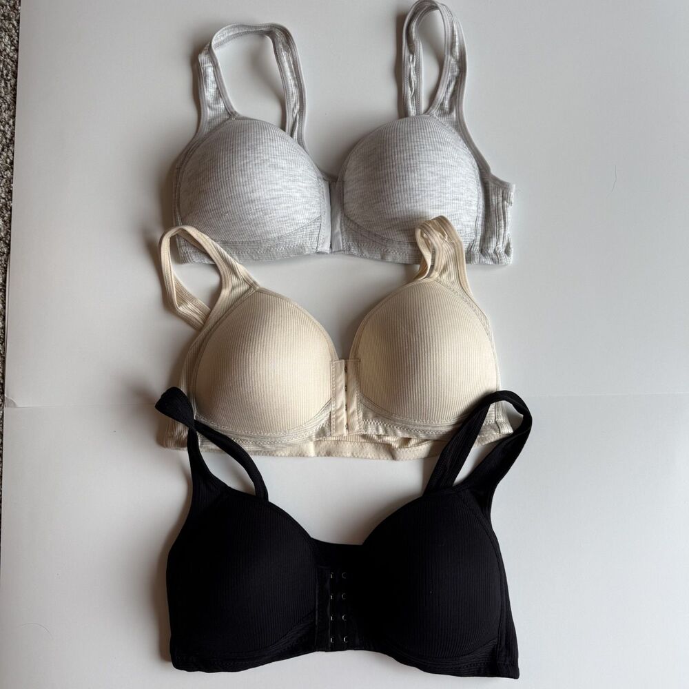 EssElegance Front Closure Push-Up Bra Wire-Free 3 Pack Size Medium